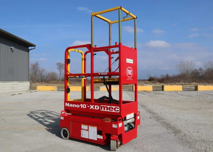 MEC Nano10XD Electric Slab Scissor Lift Side/Front View